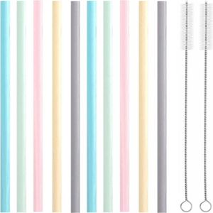 Fako Bijoux® - Siliconen Rietjes Set Pastel - 10 Herbruikbare Rietjes - 23 cm - Duurzaam en Hygiënisch - 2 Schoonmaakborstels