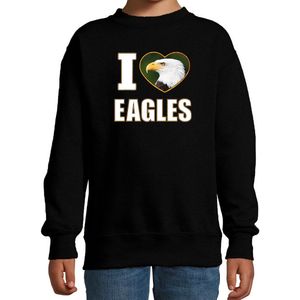 I love eagles sweater met dieren foto van een amerikaanse zeearend zwart voor kinderen - cadeau trui adelaars liefhebber - kinderkleding / kleding 122/128