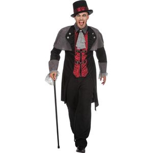 Wilbers & Wilbers - Vampier & Dracula Kostuum - Jas Graaf Hoektand Vampier Man - Zwart - Maat 50 - Halloween - Verkleedkleding