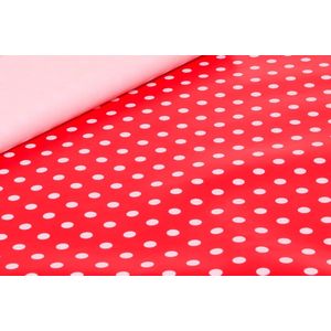 Tafelkleed van pvc, rechthoekig, 140 x 200 cm, kleine rode stippen