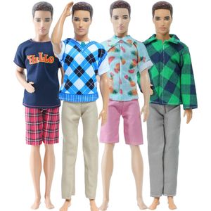 Poppenkleertjes - Geschikt voor Ken - Set van 4 outfits - Broeken, shirt, trui, blouse, jas - Cadeauverpakking