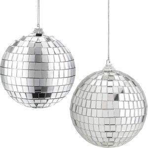 Set van 4 spiegelende discoballen voor feesten en decoratie - zilveren hangende kerstdecoratie en speelaccessoires