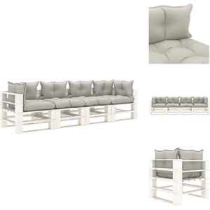 vidaXL Pallet Bank - Tuinmeubel - 260 x 67.5 x 60.8 cm - Grenenhout en polyester - Taupe en wit - Loungebank