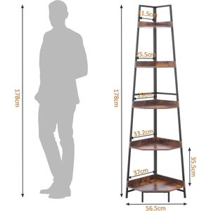 5-laags hoekplankstandaard metalen frame opbergrek plantenstandaard ladder boekenkast moderne hoekboekenkast voor woonkamer keuken en thuiskantoor