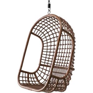 Hangstoelen - hangstoel donker rotan The Classic - draagkracht 200 kg - natuurlijk rotan - ergonomisch - met armsteun - hang stoel binnen