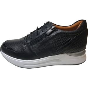 Manlisa rits veter snake lederen comfort lederen sneakers W132-2189 zwart mt 36