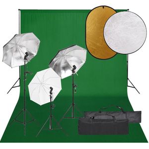 The Living Store fotostudioset - 3x statief - 3 paraplus - 3x daglichtlamp - 2x standaard - achtergrond - 5-in-1 reflector - 2-in-1 reflector