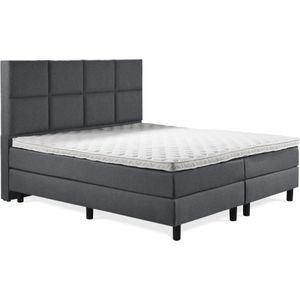 Boxspring Luxe 180x210 8 vlaks Antraciet Lederlook