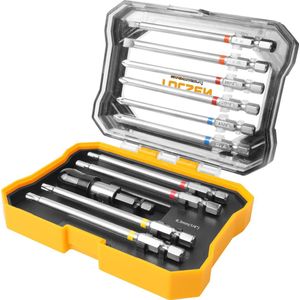 Tolsen Bitset 11-delig - Gereedschapset - 10x Kleurgecodeerde Bits - Magnetische houder 1/4"" x 65 mm - Verchroomde afwerking