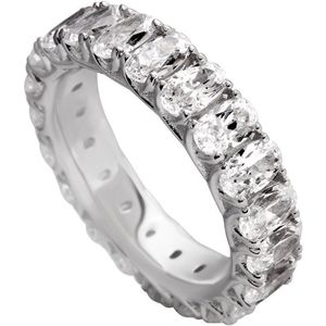 Diamonfire - Zilveren ring met steen Maat 17.5 - Ovale stenen - Chaton zetting