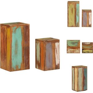 vidaXL Houten Tafeltjes - Set van 2 - 28x28x59 cm en 23x23x39 cm - Handgemaakt van gerecycled hout - Tafel