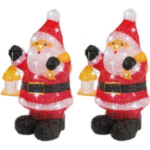 Set van 2x stuks kerstverlichting Led figuren voor buiten kerstman 24 x 20 x 46 cm met 40 lampjes helder wit