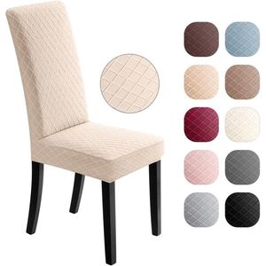 Elastische Moderne Jacquard Eetstoelhoezen - Verwijderbare Wasbare Stoel Kussenovertrekken - Meubelbeschermers voor Eetkamer/Hotel (4 StuksBeige)