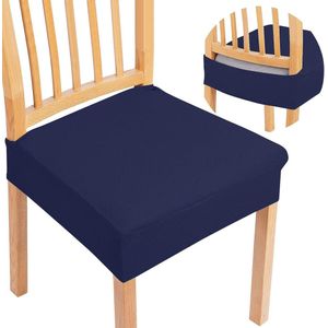 Stoelhoes, stretch, spandex, wasbare overtrek voor stoelen, stoelhoezen voor eetkamerstoelen, anti-stof, eetkamerstoelhoezen, marineblauw, set van 6