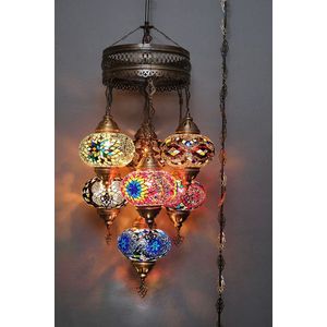 7 globe transparante Mozaïek Turkse hanglamp Oosterse kroonluchter
