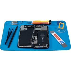 MMOBIEL Siliconen Reparatie- en Soldeermat – 30 x 20 cm – Hittebestendig tot 500°C - Siliconen Mat voor Solderen met Warmte-Isolatie – Reparatiemat voor o.a. Telefoon / Computer / Electronica – Blauw