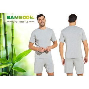 Bamboo Elements – Pyjama Heren – Shortama Heren – Pyjama Heren Volwassenen – Shortama’s – Pyjama Set – Grijs XXL