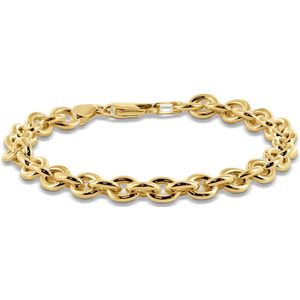 Silventi 9SIL-22989 Gold Plated Armband Ankerschakel - 19cm - 6,5mm - Goudkleurig
