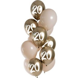 Folat - Golden Latte 20 jaar ballonnen (12 stuks)