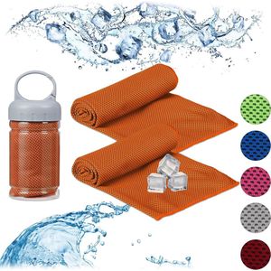 relaxdays verkoelende handdoek - sporthanddoek - ijshanddoek - cooling towel - 2 stuks Oranje