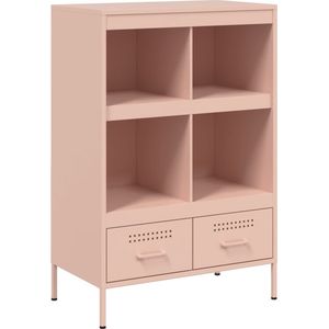 vidaXL - Hoge - kast - 68x39x101,5 - cm - staal - roze