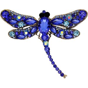Broche Sierspeld Libelle Dragonfly Blauw 9 cm / 6.8 cm / Blauw