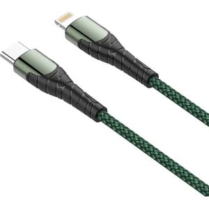 LDNIO - LC111 30w PD - Geschikt voor: USB-C naar Lightning - Snel lader - Oplaadkabel - 1 meter Kabel - Geschikt voor : Apple iPhone - X / Xs / Xs Max / 11 / 12 / 13 / 14 Pro / Pro Max / Plus / Mini - Groen - Sterke Nylon