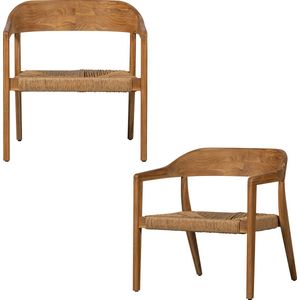 Exotan tuin fauteuil Chena - Wicker/Teak - Naturel - Set van 2