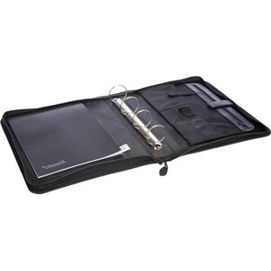 Ringmap RIMINI A4-formaat zwart- imitatieleer - documentenmap - 37 x 31 x 6 cm - draaggreep - CD-tas