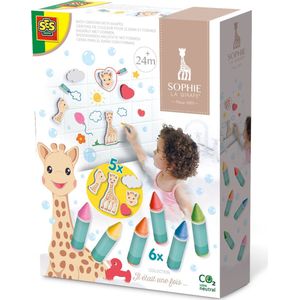 SES - Sophie la girafe - Badkrijt met vormen - gemakkelijk afwasbaar - eindeloos speelplezier in bad - kleurrijke krijtjes