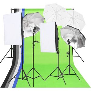 The Living Store Softboxverlichtingsset - Studio- locatiefotografie - 300cm - 13W LED - Zwart