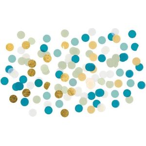 1x zakje Confetti mix blauw/wit/goud 15 gram - feestartikelen en versieringen