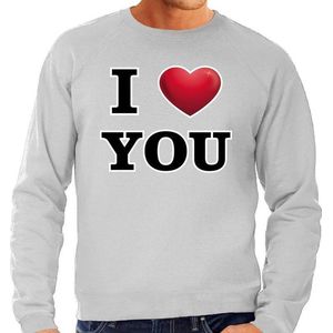 I love you sweater voor heren - grijs - Valentijn / Valentijnsdag - trui L