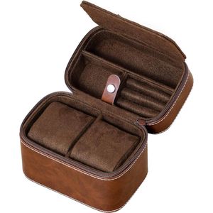 Dubbele Horloge Travel Case Storage Organizer voor 2 Horloges | Stoere Draagbare Bescherming Met Rits - Past op horloges tot 50 mm Cigar case