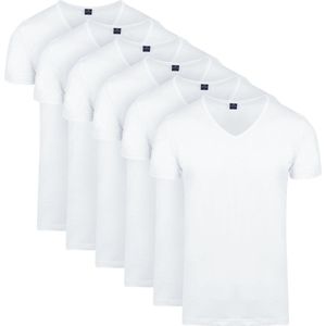 Suitable - Vita T-Shirt V-Hals Wit 6-Pack - Heren - Maat XL - Modern-fit