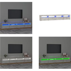 vidaXL Tv-meubel met LED-verlichting 240x35x40 cm betongrijs - Tv-kast - Tv-kasten - Tv-meubel - Tv-meubel Met LED-verlichting
