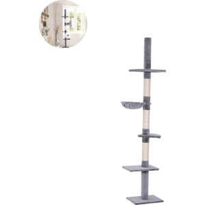Kattenboom - Katten klimmuur - Complete set - Krabpaal - Huisje - Ladders - Plateaus - Katten klim wand - Krabpaal muur - Klimmuur kat - Krabpaal voor grote katten - Grijs