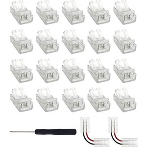 22 stuks 2-pins 8 mm LEDstrip-verbindingen - Soldeervrije stripconnector met schroevendraaier