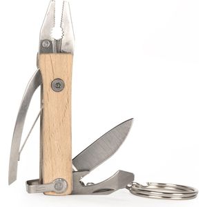 Kikkerland Sleutelhanger - Mini tang - Multitool - Bevat een flesopener / schroevendraaier / mes - Cadeau voor man