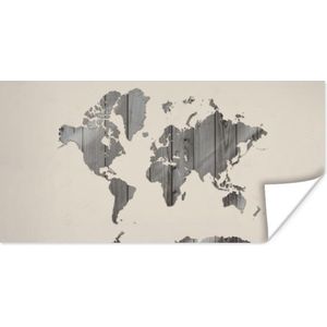 Poster Wereldkaart - Hout - Design - 150x75 cm
