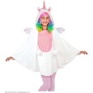 Widmann - Eenhoorn Kostuum - Fabelachtige Eenhoorn Kind Poncho Meisje - Wit / Beige - One Size - Carnavalskleding - Verkleedkleding