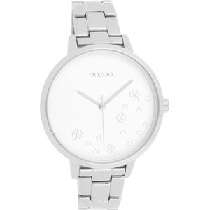 OOZOO Timepieces - Zilverkleurige horloge met zilverkleurige roestvrijstalen armband - C11120
