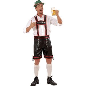Widmann - Boeren Tirol & Oktoberfest Kostuum - Traditionele Lederhose Lederlook Man - Zwart - XL - Bierfeest - Verkleedkleding