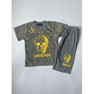 Urban Grijs Geel Set Korte Broek T-Shirt Maat 104/110