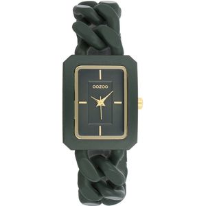 OOZOO Timepieces - Goudkleurige OOZOO horloge met zwarte schakelarmband - C11279