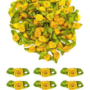 100 stuks kunstbloemen met een diameter van 2 cm, onderhoudsvriendelijke mini-kunstbloemen, rozenblaadjes, droogbloemen, decoratie, geschikt voor doe-het-zelvers, bruiloft, feest, woondecoratie, geel