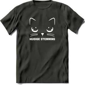 Huidige Stemming - Katten T-Shirt Kleding Cadeau | Dames - Heren - Unisex | Kat / Dieren shirt | Grappig Verjaardag kado | Tshirt Met Print | - Donker Grijs - XL