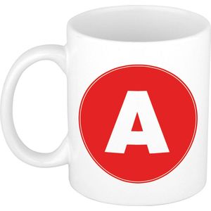 Mok / beker met de letter A rode bedrukking voor het maken van een naam / woord - koffiebeker / koffiemok - namen beker