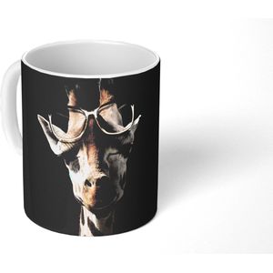 Mok - Koffiemok - Giraffe - Bril - Zwart - Mokken - 350 ML - Beker - Koffiemokken - Theemok