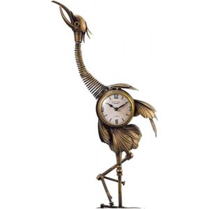 tafelklok - 78 cm hoog - kraanvogel klok brons